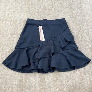 NWT Aqua Vegan Suede Ruffle Blue Mini Skirt XS